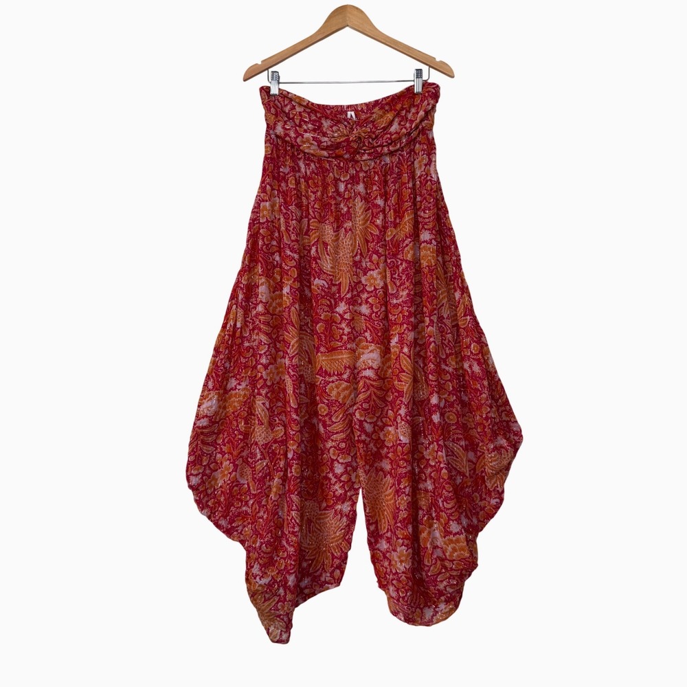 Anthropologie Strapless Floral Lagenlook‎ Harem Jumpsuit Size S Hippie Festival - Picture 2 of 13